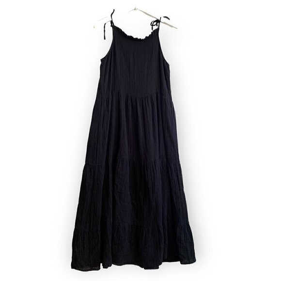 Anine Bing Agnes‎ Black Tie Shoulders Maxi Dress, Size L - Picture 4 of 13